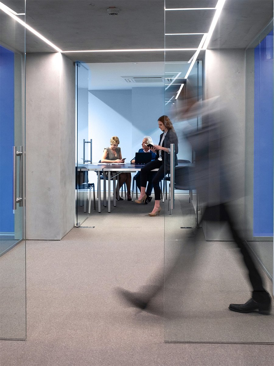 Employee walking at healthcare marketing agency office