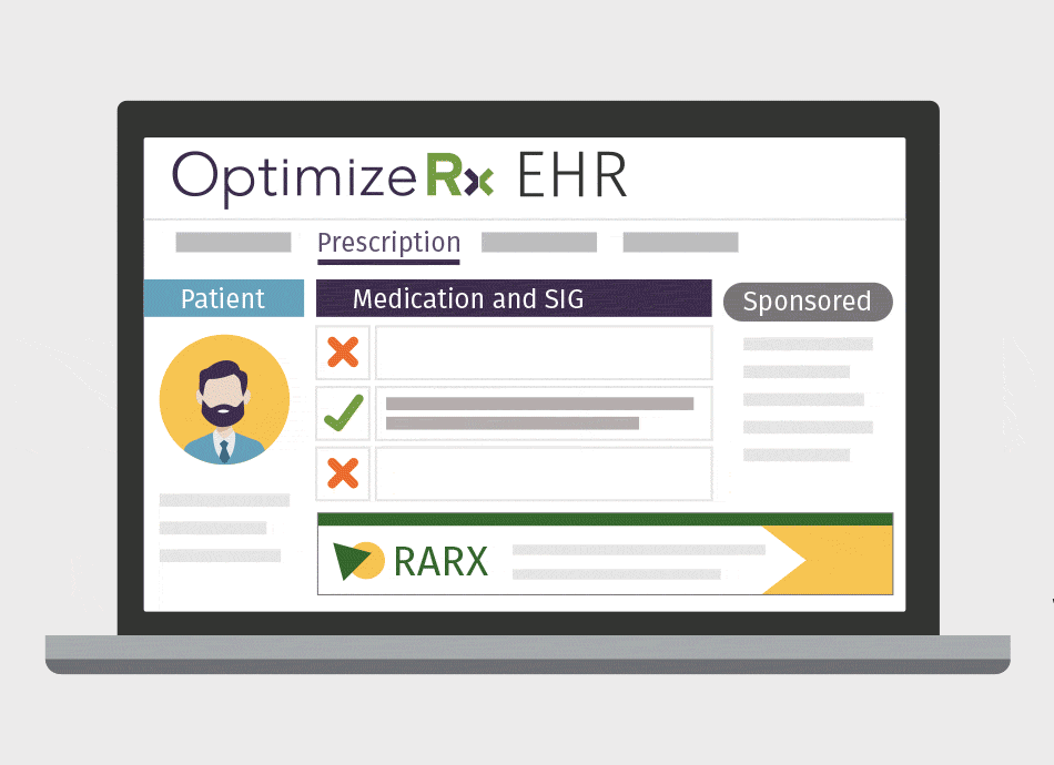 animation of an EHR showing OptimizeRx financial messaging capability animation of an EHR showing OptimizeRx financial messaging capability