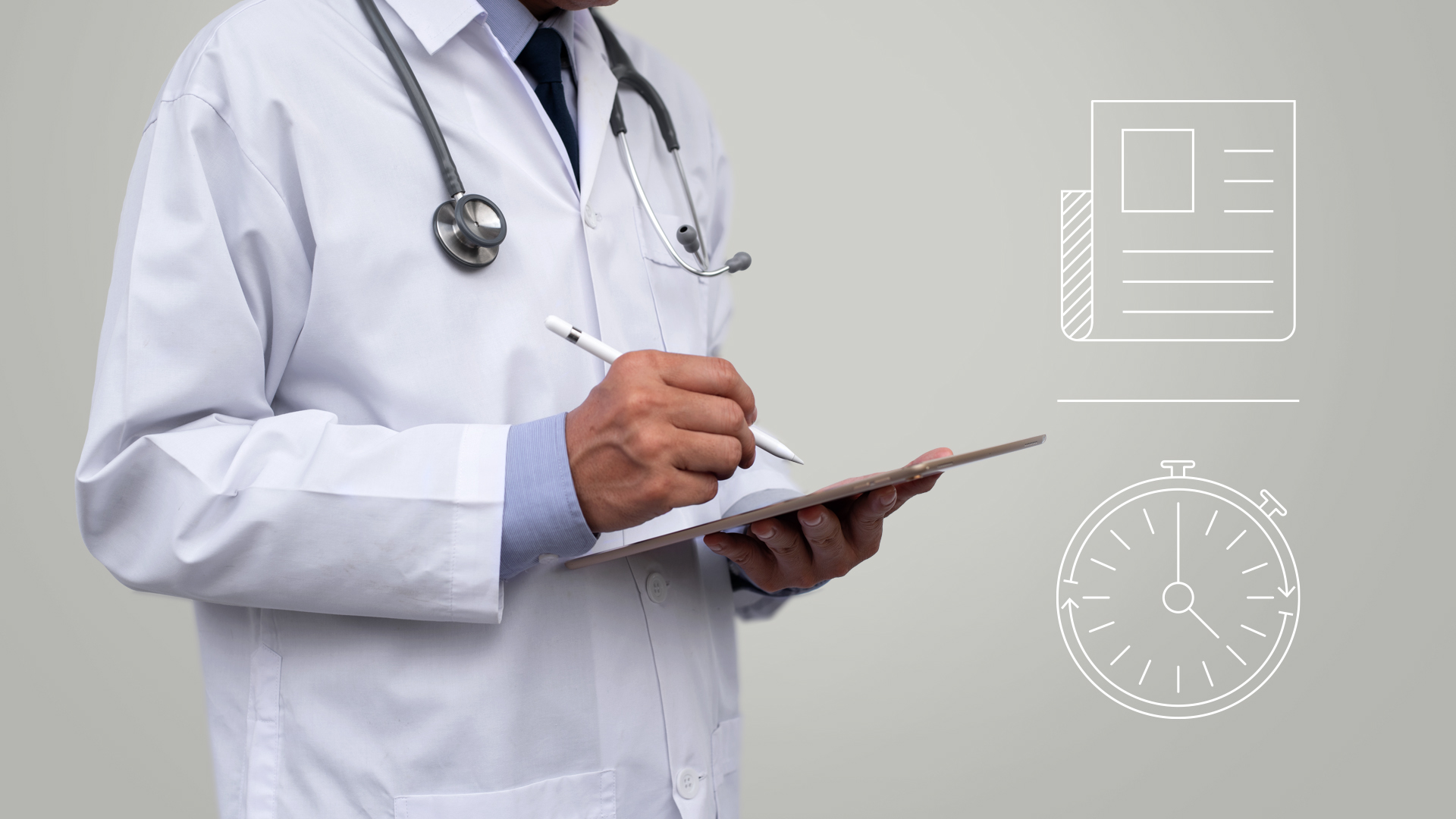 Male doctor interacting with real world data
